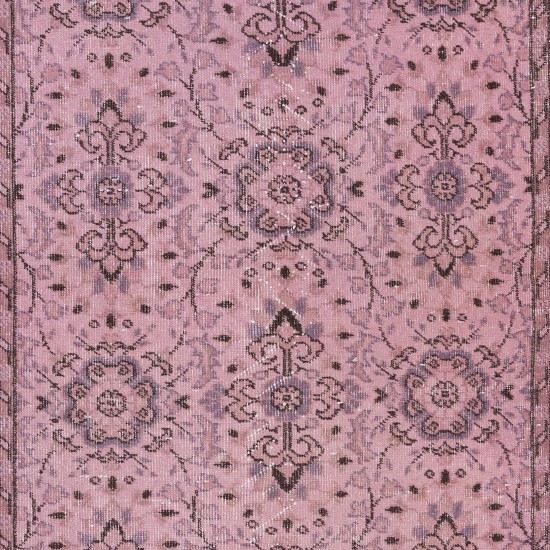 Handmade Pink Rug with Rustic Italian Mediterranean Style, Contemporary Turkish Small Carpet