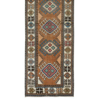 Vintage Hand-Knotted Turkish Narrow Corridor Runner Rug, 100% Wool Vintage Hand-Knotted Turkish Narrow Corridor Runner Rug, 100% Wool