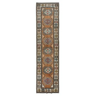 Vintage Hand Knotted Turkish Corridor Carpet, Narrow Hallway Runner, 100% Wool