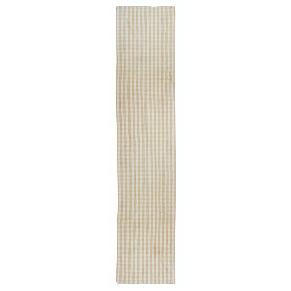 Vintage Checkered Anatolian Long Runner Kilim for Hallway, Handmade Corridor Rug
