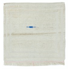 Minimalist Vintage Handmade Anatolian Small Tulu Rug made of Natural Un-Dyed Beige Wool