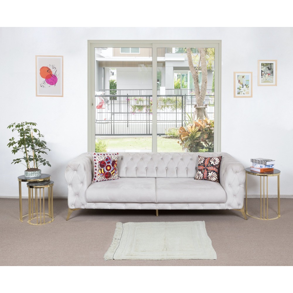 Vintage Anatolian Tulu Rug, 100% Natural Wool, Minimalist Plain Beige Small Carpet