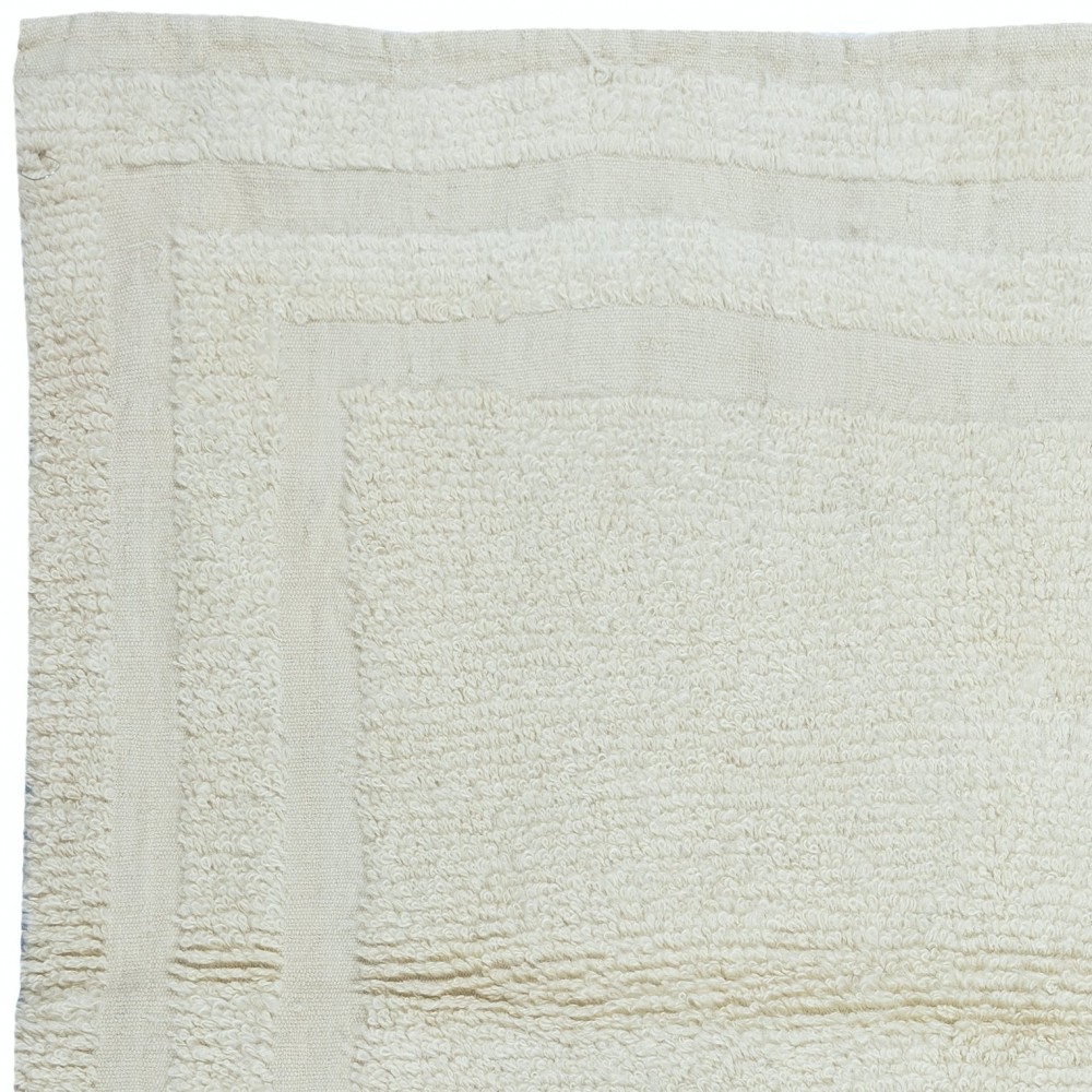 Vintage Anatolian Tulu Rug, 100% Natural Wool, Minimalist Plain Beige Small Carpet