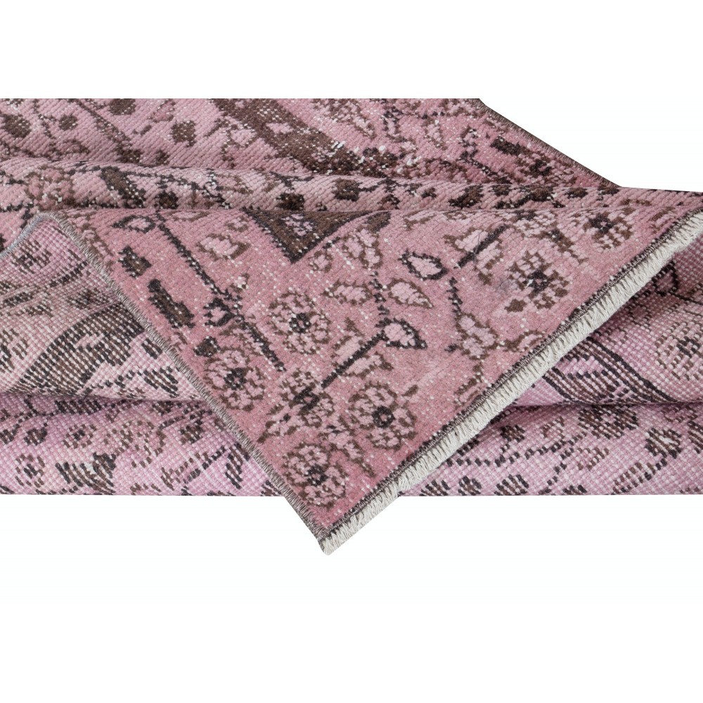 Light Pink Handmade Turkish Small Rug, Floral Pattern Floor Covering