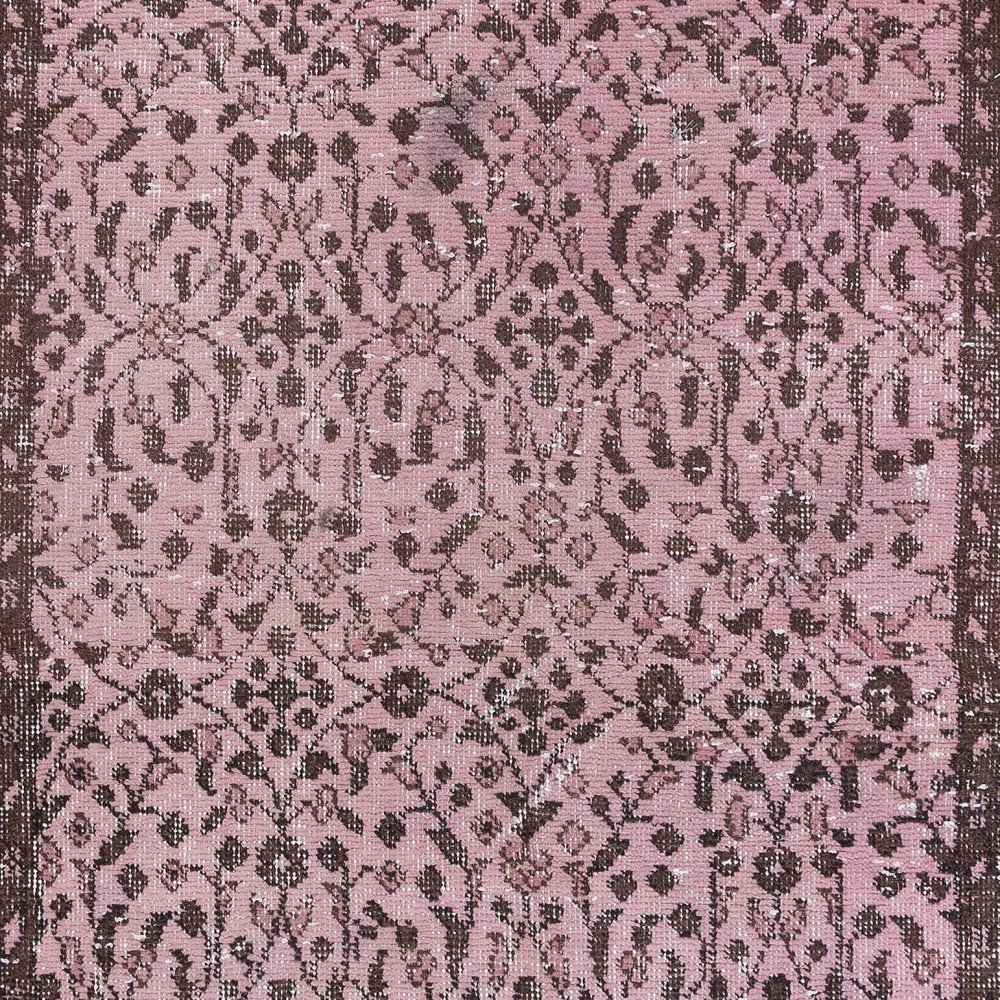 Light Pink Handmade Turkish Small Rug, Floral Pattern Floor Covering