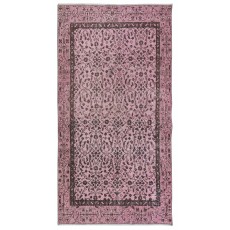 Light Pink Handmade Turkish Small Rug, Floral Pattern Floor Covering