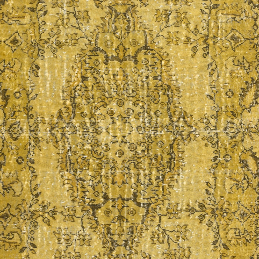 Small Modern Yellow Wool Rug, Handknotted and Handwoven in Turkey