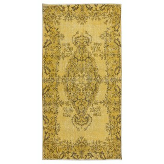 Small Modern Yellow Wool Rug, Handknotted and Handwoven in Turkey