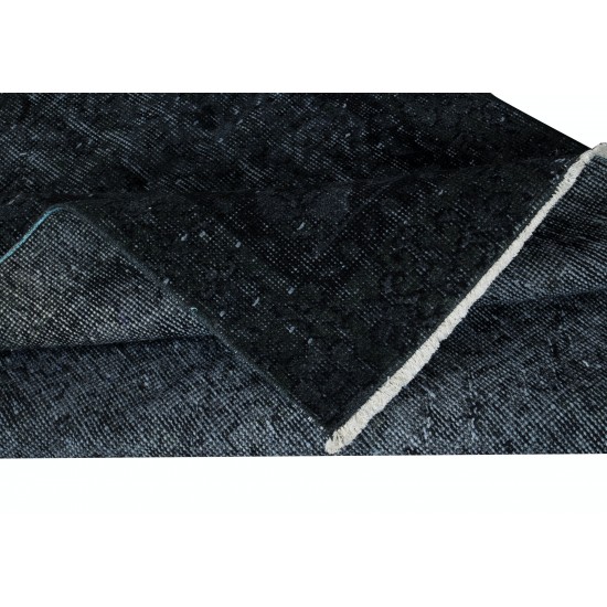 Handmade Area Rug with in Black Colors, Contemporary Turkish Carpet