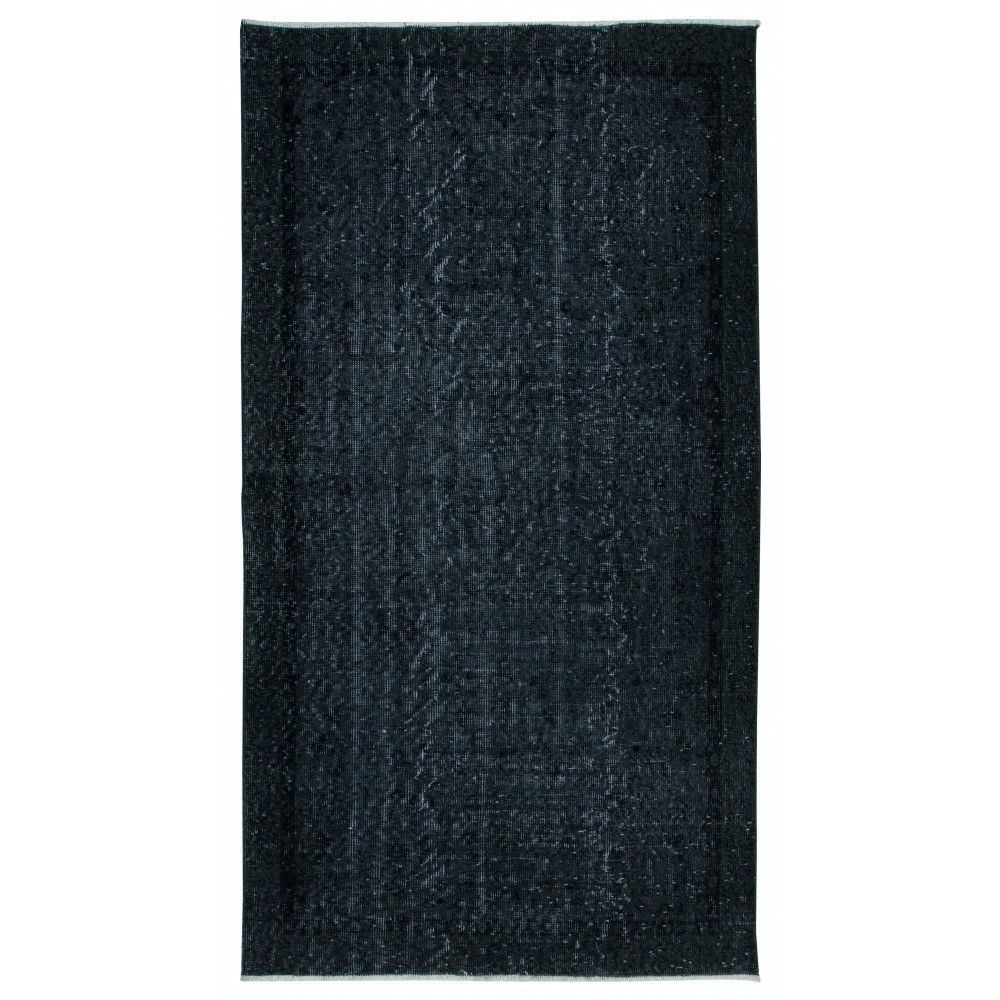 Handmade Area Rug with in Black Colors, Contemporary Turkish Carpet