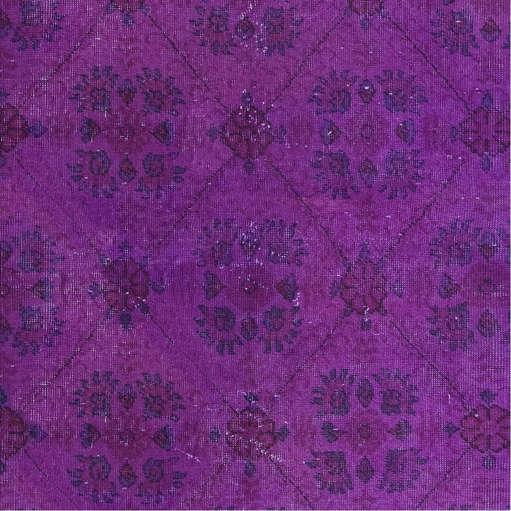 Hand Knotted Accent Rug, Purple Carpet from Turkey, Floral Design Floor Covering