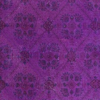 Hand Knotted Accent Rug, Purple Carpet from Turkey, Floral Design Floor Covering