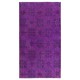 Hand Knotted Accent Rug, Purple Carpet from Turkey, Floral Design Floor Covering