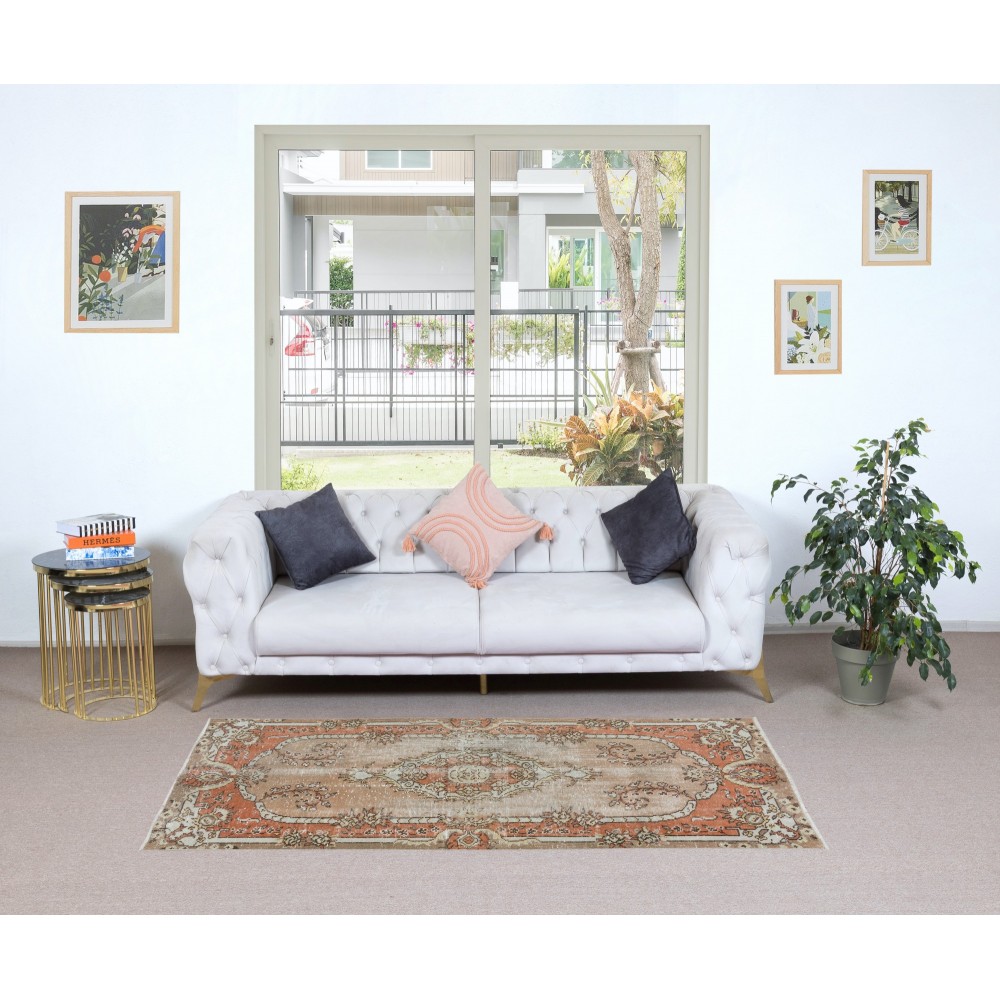 Vintage Hand Knotted Anatolian Rug in Muted Colors