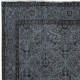 Small Handmade Turkish Rug with Iron Gray Field and Floral Design