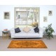 Home Decor Rug, Orange Floor Covering, Small Wool and Cotton Rug, Modern Handmade Turkish Carpet