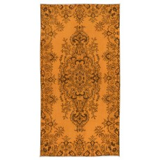 Home Decor Rug, Orange Floor Covering, Small Wool and Cotton Rug, Modern Handmade Turkish Carpet
