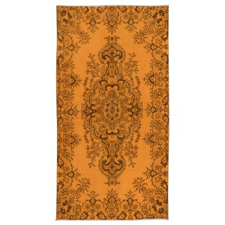 Home Decor Rug, Orange Floor Covering, Small Wool and Cotton Rug, Modern Handmade Turkish Carpet