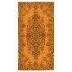 Home Decor Rug, Orange Floor Covering, Small Wool and Cotton Rug, Modern Handmade Turkish Carpet