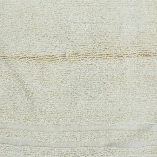 Vintage Anatolian "Tulu" Rug, 100% Natural Wool, Minimalist Plain Beige Small Carpet