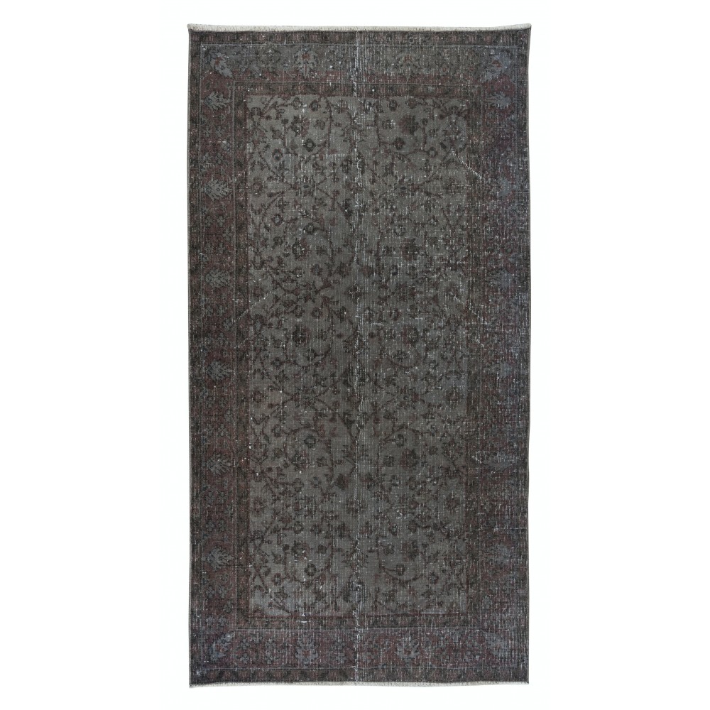 Handmade Turkish Rug in Dark Gray, Great 4 Modern Interiors