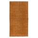 Hand-Made Turkish Accent Rug in Orange, Modern Upcycled Carpet with Floral Design