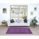 Floral Pattern Area Rug in Purple for Modern Interiors, Hand-Knotted in Turkey