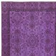 Floral Pattern Area Rug in Purple for Modern Interiors, Hand-Knotted in Turkey