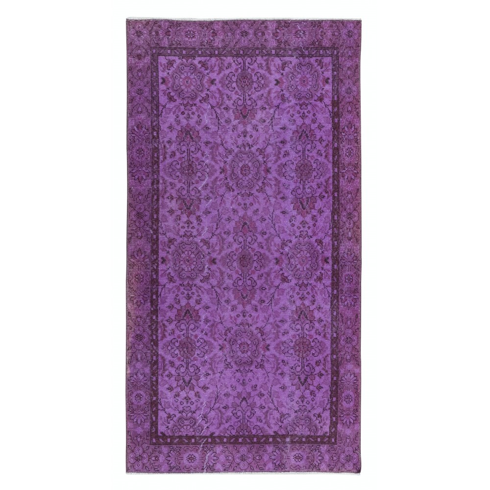 Floral Pattern Area Rug in Purple for Modern Interiors, Hand-Knotted in Turkey