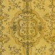 Modern Handmade Turkish Accent Rug, Yellow Over-Dyed Carpet with Medallion Design