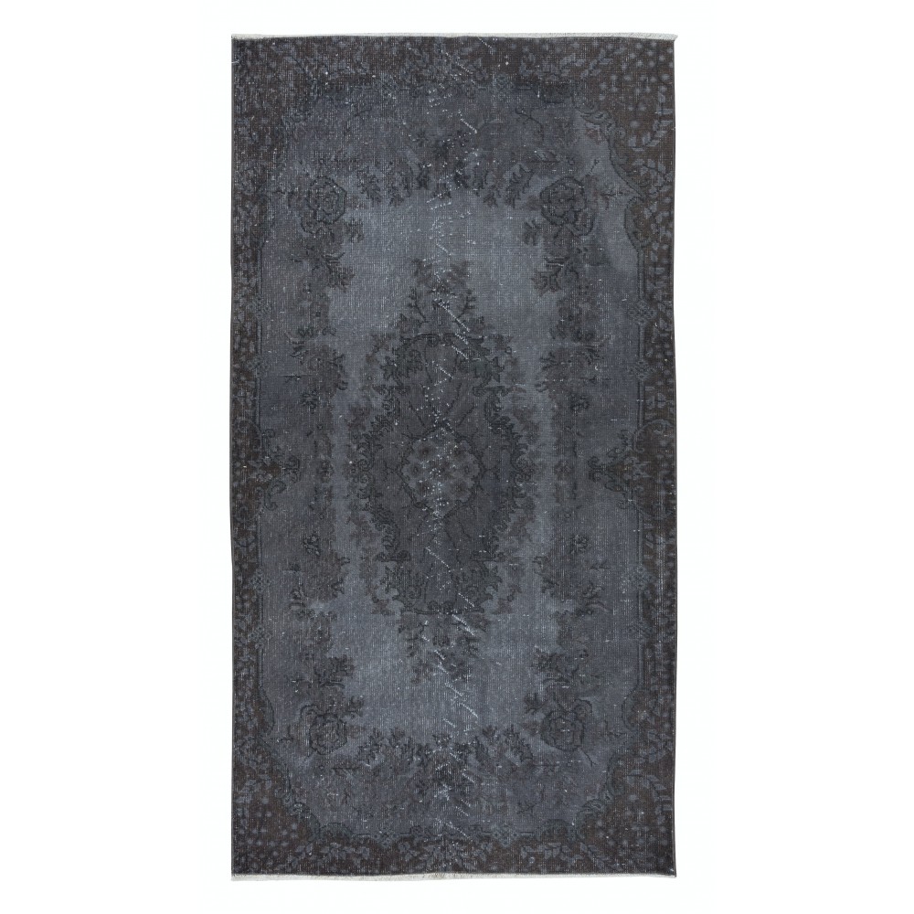 Handmade Turkish Small Area Rug in Gray Tones, Ideal for Modern Home and Office Decor