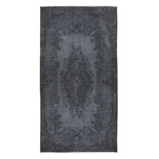 Handmade Turkish Small Area Rug in Gray Tones, Ideal for Modern Home and Office Decor