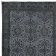 Floral Patterned Handmade Turkish Accent Rug in Gray, Ideal for Contemporary Interiors