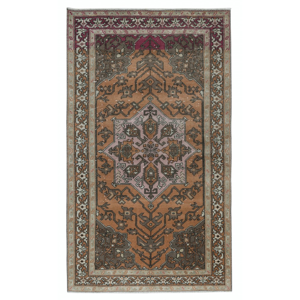 One of a Kind Vintage Tribal Rug, Handmade Turkish Carpet, Ca 1960