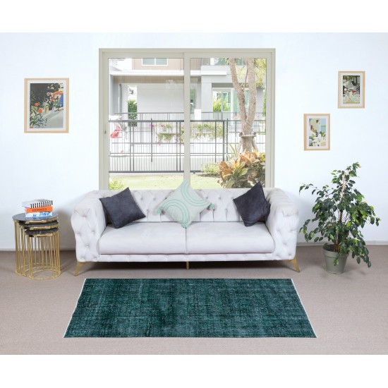 Home Decor Rug, Green Floor Covering, Small Wool and Cotton Rug, Modern Handmade Turkish Carpet