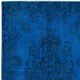 Handmade Vintage Turkish Small Rug Over-Dyed in Blue with Medallion Design, Ideal for Modern Interiors