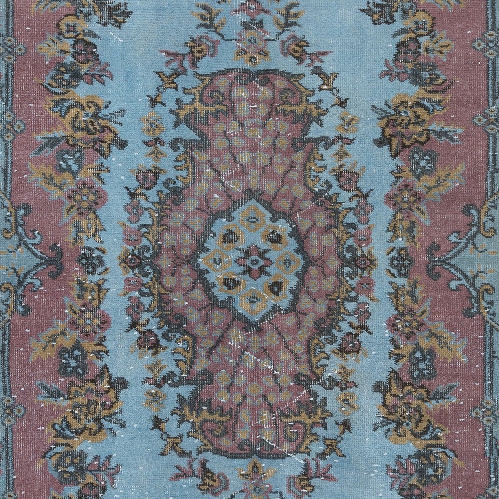 Fantastic Handmade Turkish Area Rug in Light Blue & Red, Great 4 Modern Interiors