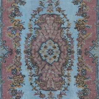 Fantastic Handmade Turkish Area Rug in Light Blue & Red, Great 4 Modern Interiors