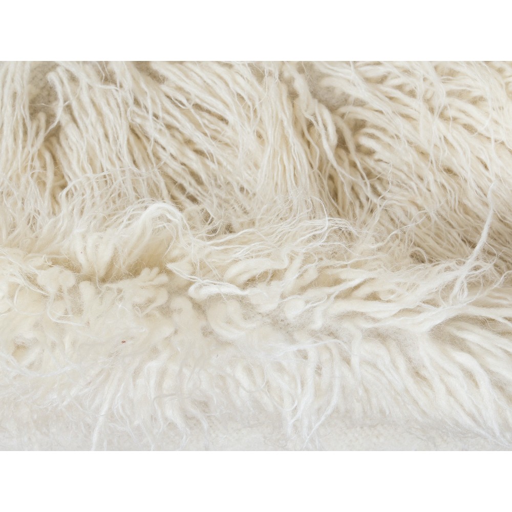 Handmade Shaggy Rug Made of Natural Mohair Wool. Vintage Turkish Tulu Carpet. Long Pile Rug