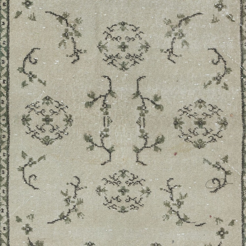 Chinese Art Deco Vintage Hand Knotted Rug, Sun Faded Small Carpet