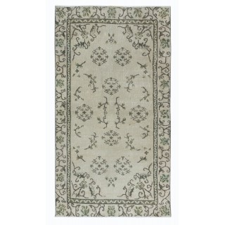 Chinese Art Deco Vintage Hand Knotted Rug, Sun Faded Small Carpet