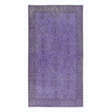 Purple Area Rug, Handmade Kitchen Rug, Upcycled Turkish Carpet for Entrway Decor