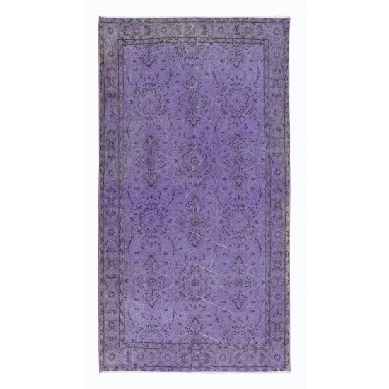 Purple Area Rug, Handmade Kitchen Rug, Upcycled Turkish Carpet for Entrway Decor