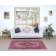 Handmade Turkish Medallion Design Accent Rug in Pink Tones, Ideal for Kitchen, Kid's Room, Living Room & Bedroom Decor