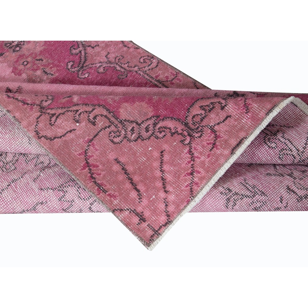 Handmade Turkish Medallion Design Accent Rug in Pink Tones, Ideal for Kitchen, Kid's Room, Living Room & Bedroom Decor