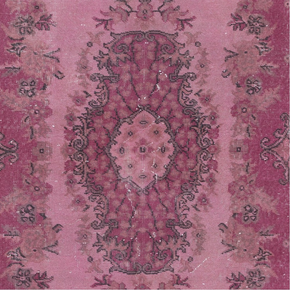 Handmade Turkish Medallion Design Accent Rug in Pink Tones, Ideal for Kitchen, Kid's Room, Living Room & Bedroom Decor