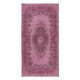 Handmade Turkish Medallion Design Accent Rug in Pink Tones, Ideal for Kitchen, Kid's Room, Living Room & Bedroom Decor