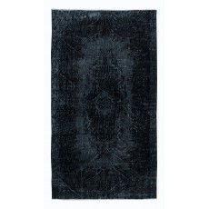 Charcoal Gray & Black Living Room Rug, Handmade Turkish Carpet for Outdoor, Modern Floor Covering
