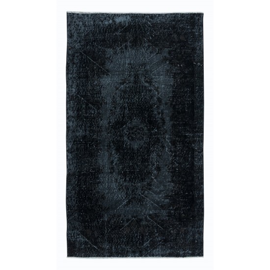 Charcoal Gray & Black Living Room Rug, Handmade Turkish Carpet for Outdoor, Modern Floor Covering