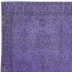 Small Handmade Turkish Low Pile Twitch Purple Rug for Kitchen & Office Decor, Overdyed Kid's Room Carpet